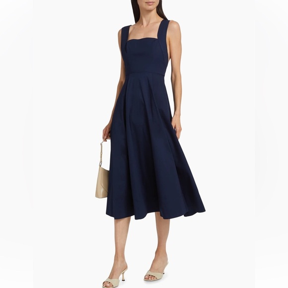 NWT STAUD Navy Teresa Midi Dress - Picture 10 of 10